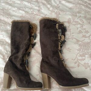 Tall suede and fur boots. Size 8